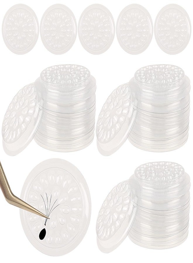 Zelphvt False Lash Glue Holder, 100Pcs False Eyelashes Glue Holders Plastic Eyelash Pads Disposable Eyelash Tray Plastic Glues Pallet Pad Lash Trays for Lashs Extensions (Transparent) - Image 1